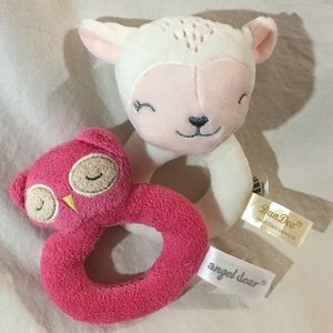 ♥️ 3 for $10 Lot of 2 Plush Ring Rattles